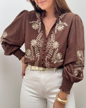 Charger l&#39;image dans la galerie, BLOUSE CARMEN MARRON