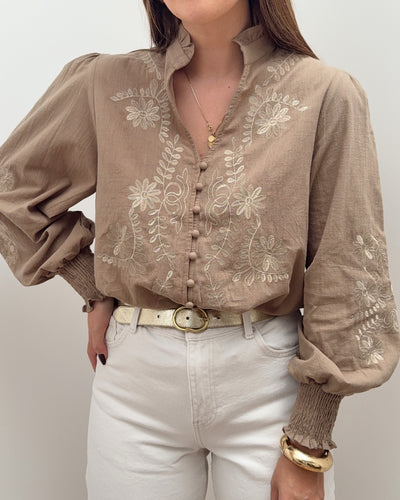 BLOUSE CARMEN TAUPE