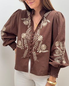 BLOUSE CARMEN MARRON