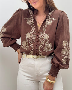 BLOUSE CARMEN MARRON